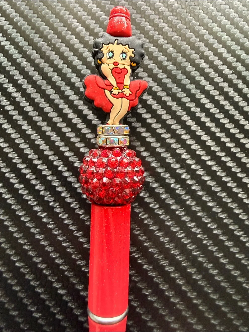 Betty Boop Red Crystal Beaded Ballpoint Pen